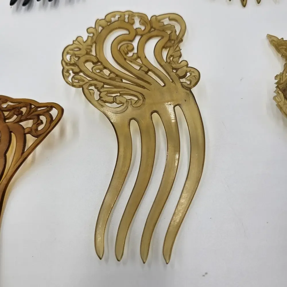 Lot of 5 Antique 1920s-1930s Celluloid Hair Combs Art Deco